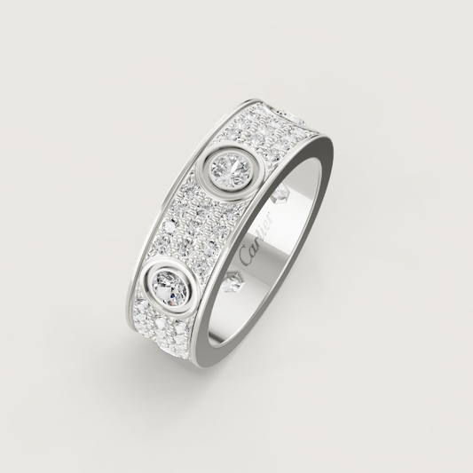[⭐Mirelle]LOVE RING 6.5MM Full Diamond, 6 Major Diamonds Silver