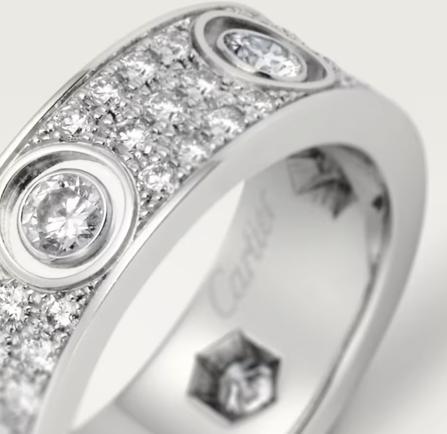 [⭐Mirelle]LOVE RING 6.5MM Full Diamond, 6 Major Diamonds Silver