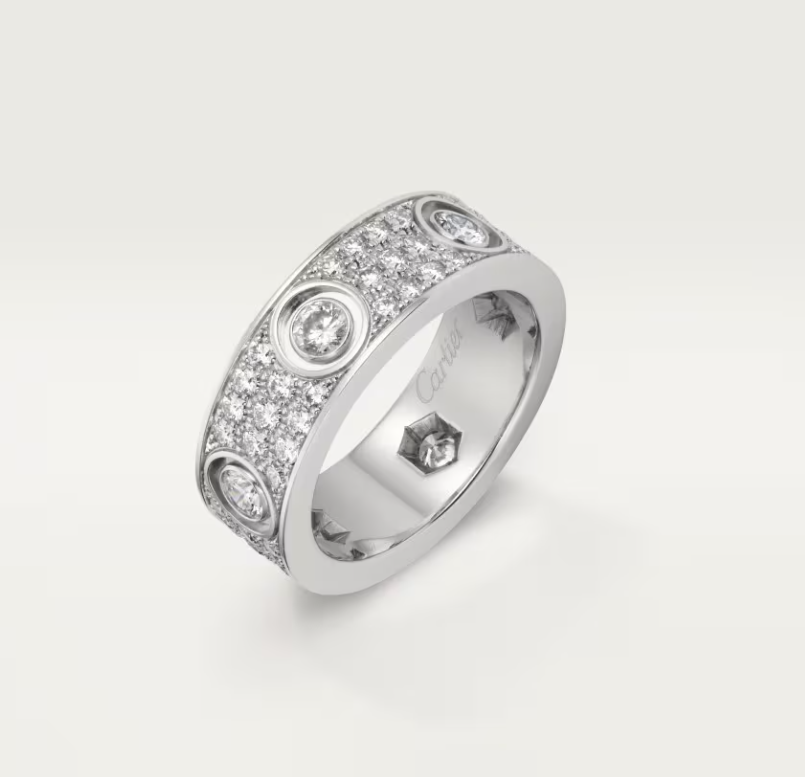 [⭐Mirelle]LOVE RING 6.5MM Full Diamond, 6 Major Diamonds Silver