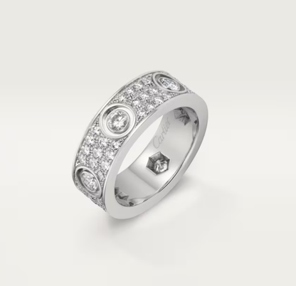 [⭐Mirelle]LOVE RING 6.5MM Full Diamond, 6 Major Diamonds Silver