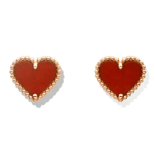 [⭐Mirelle]HEART CARNELIAN STUD EARRINGS
