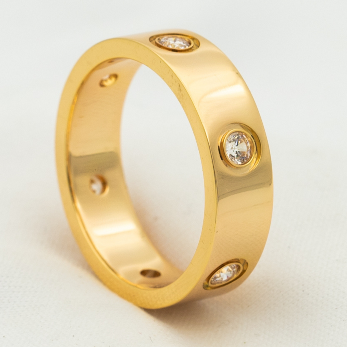 [⭐Mirelle]LOVE RING 5.5MM 6 DIAMONDS PINK GOLD