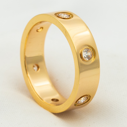 [⭐Mirelle]LOVE RING 5.5MM 6 DIAMONDS PINK GOLD