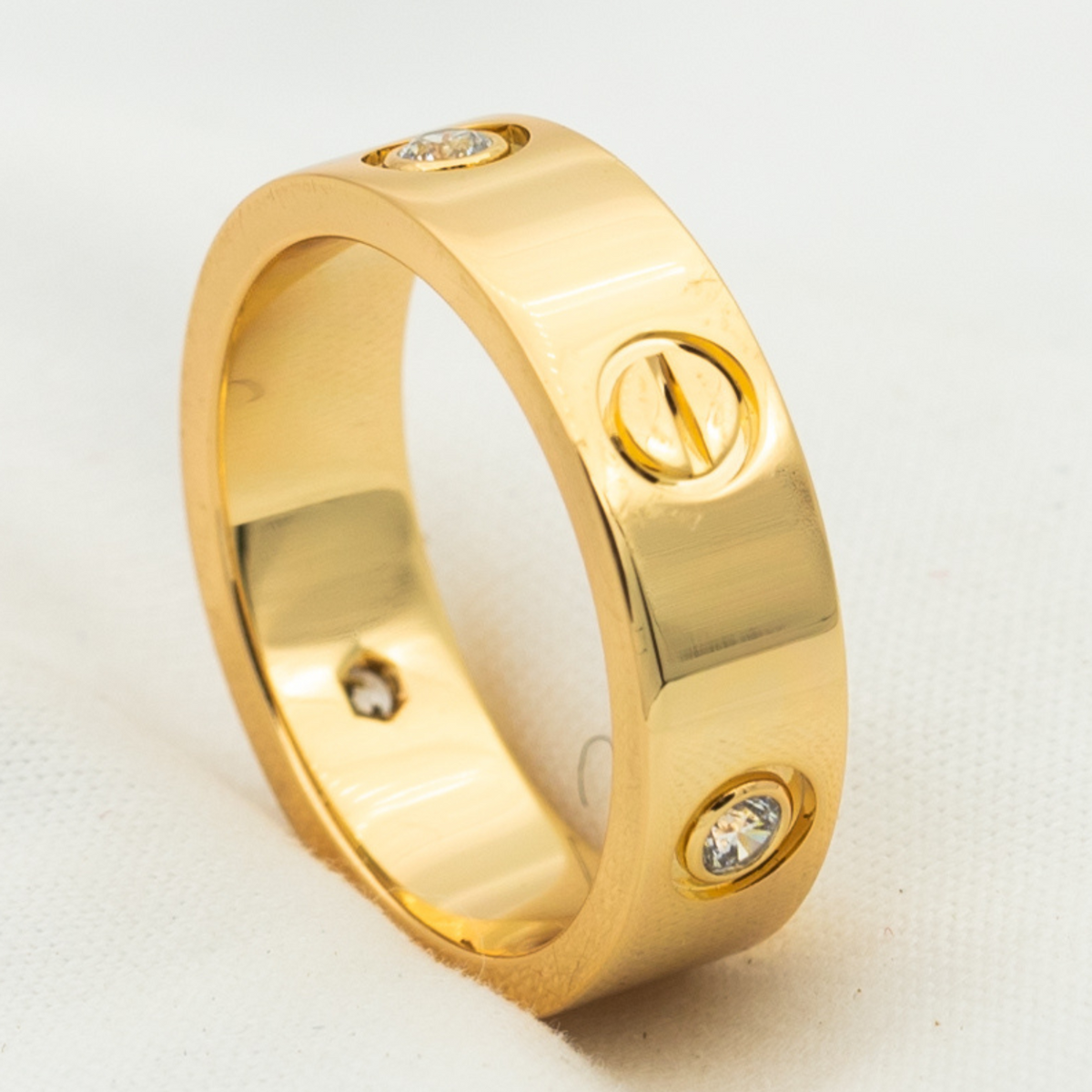 [⭐Mirelle]LOVE RING 5.5MM 3 DIAMONDS PINK GOLD