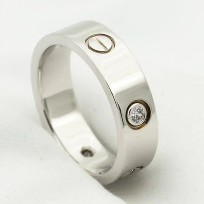 [⭐Mirelle]LOVE RING 5.5MM 3 DIAMONDS SILVER