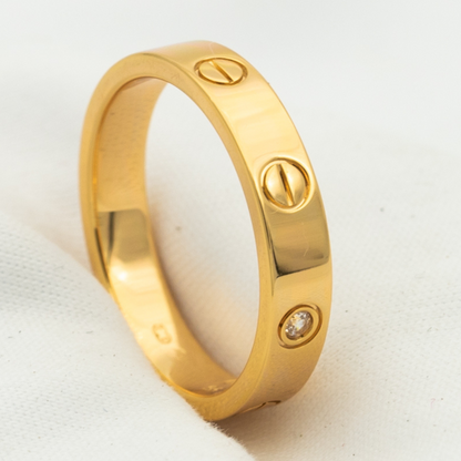 [⭐Mirelle]LOVE RING 4MM 1 DIAMOND PINK GOLD