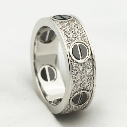 [⭐Mirelle]LOVE RING 5.5MM DIAMONDS PAVED CERAMIC