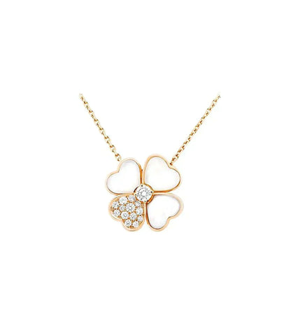 [⭐Mirelle]CLOVER MOP DIAMOND ROSE GOLD NECKLACE