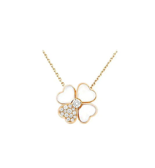[⭐Mirelle]CLOVER MOP DIAMOND ROSE GOLD NECKLACE