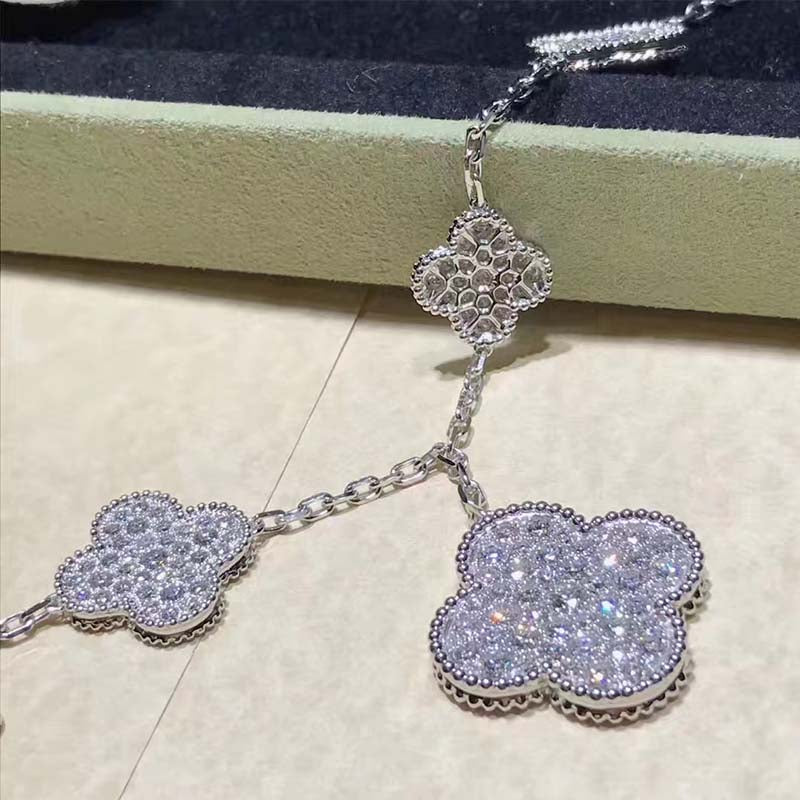 [⭐Mirelle]CLOVER 6 MOTIFS SILVER DIAMOND BRACELET