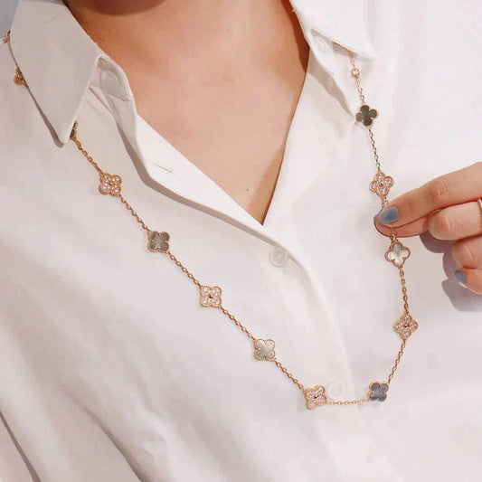[⭐Mirelle]CLOVER 20 MOTIFS DARK MOP DIAMOND  NECKLACE