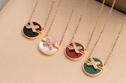 [⭐Mirelle]JEUX DE PINK GOLD DIAMOND NECKLACE