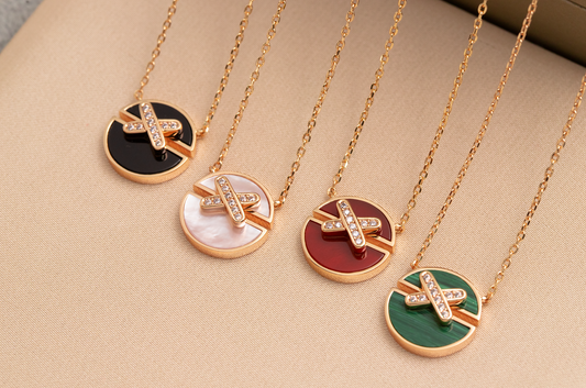 [⭐Mirelle]JEUX DE PINK GOLD DIAMOND NECKLACE