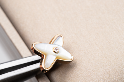 [⭐Mirelle]JEUX DE WHITE MOP PINK GOLD DIAMOND EARRINGS