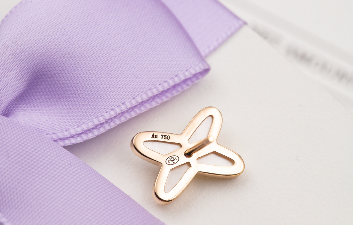 [⭐Mirelle]JEUX DE WHITE MOP ROSE GOLD DIAMOND EARRINGS