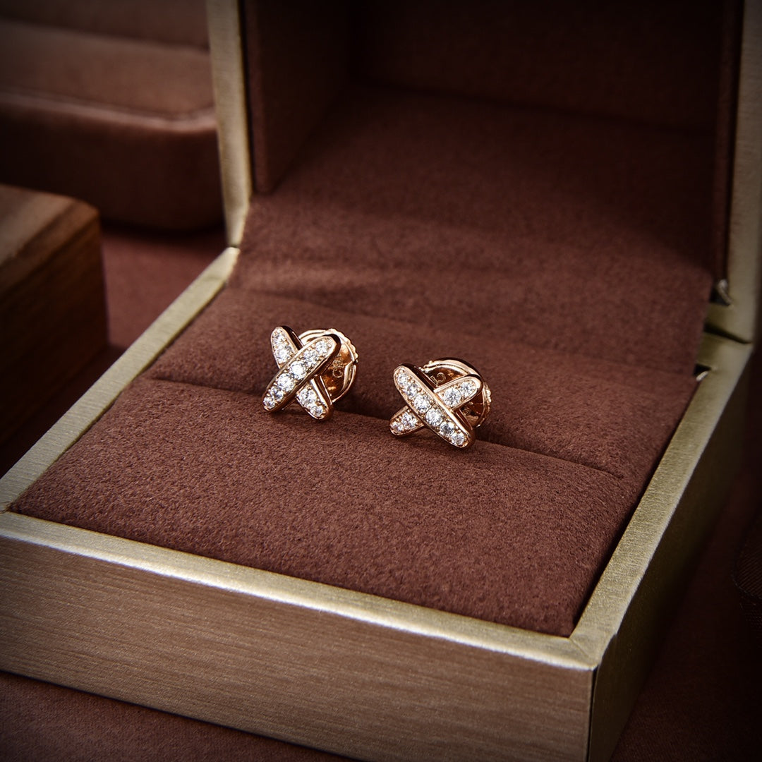[⭐Mirelle]JEUX DE GOLD DIAMOND EARRINGS