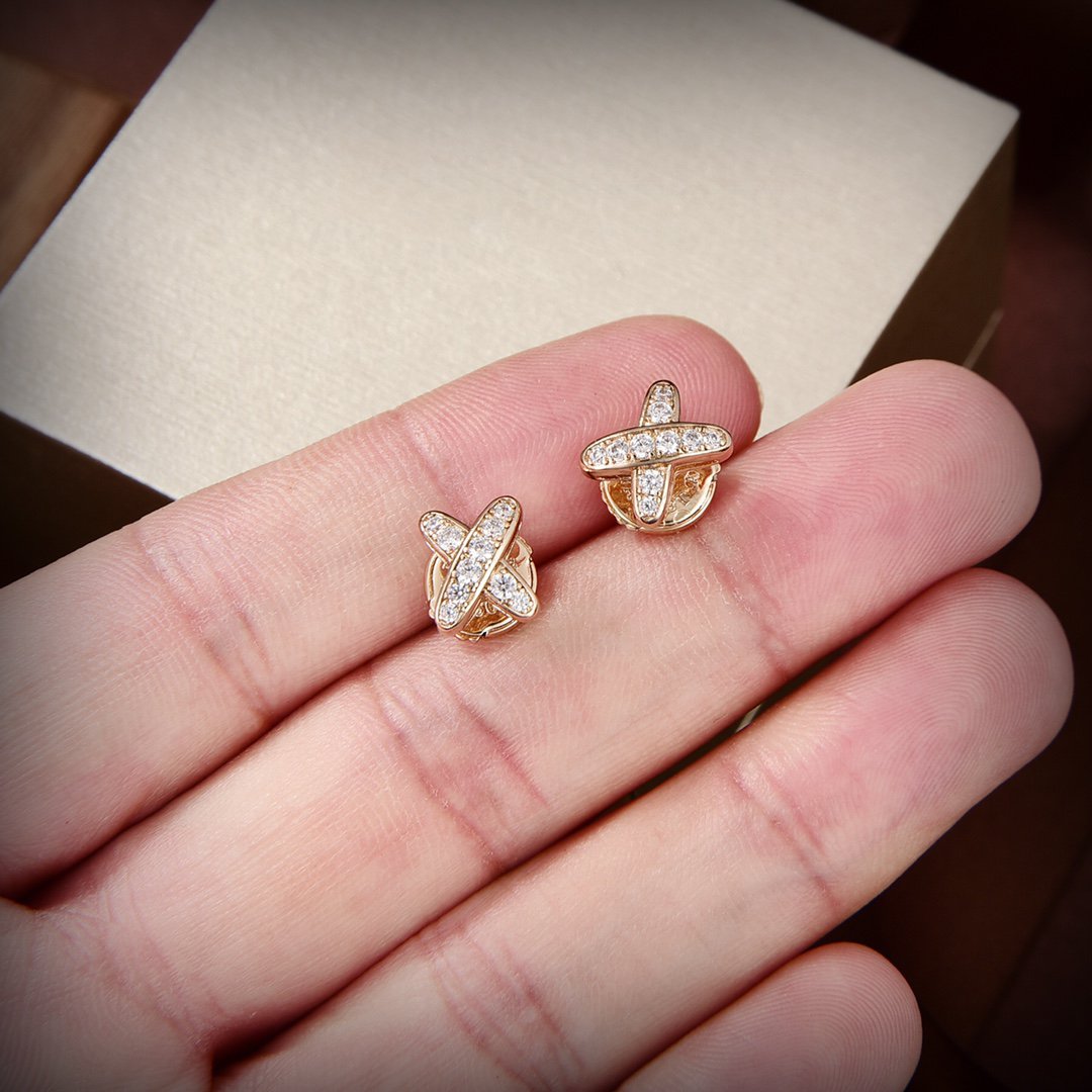 [⭐Mirelle]JEUX DE GOLD DIAMOND EARRINGS