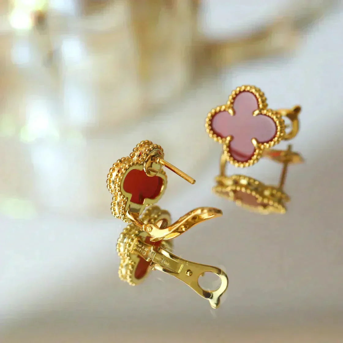 [⭐Mirelle]CLOVER MEDIUM 1 MOTIFS CARNELIAN  EARRINGS