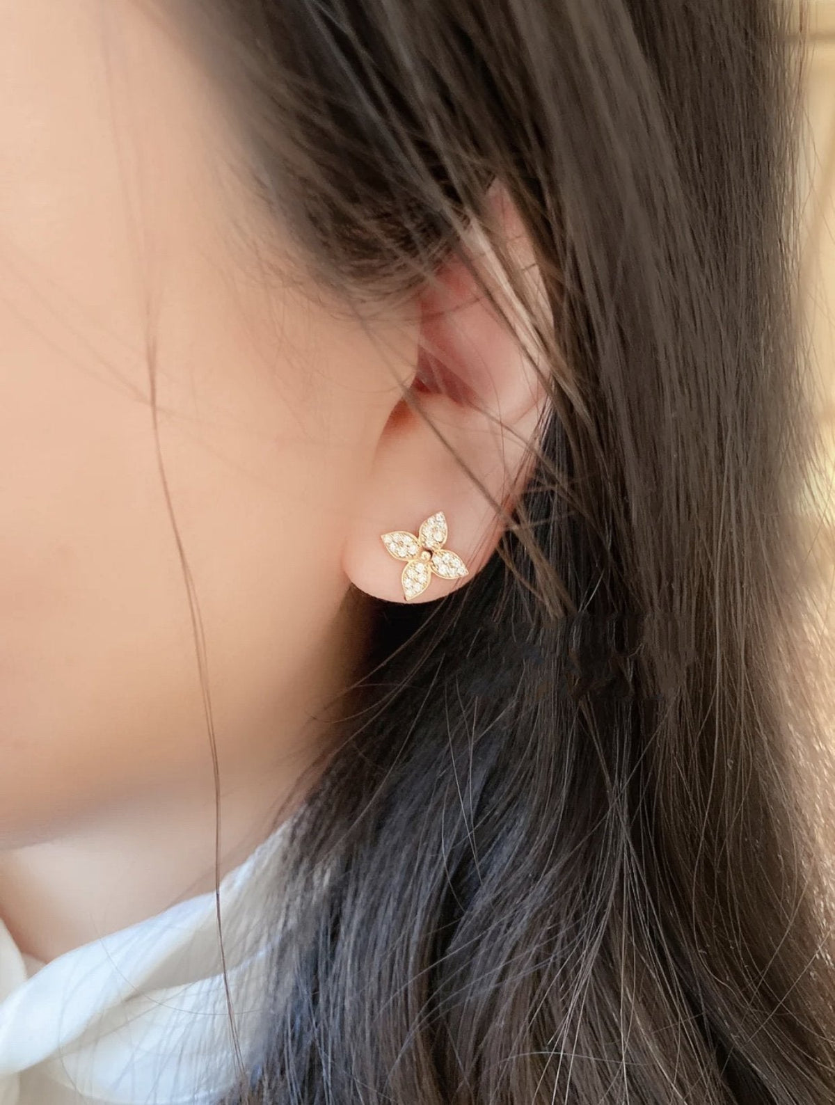 [⭐Mirelle]STAR BLOSSOM STUD EARRINGS PINK GOLD DIAMONDS
