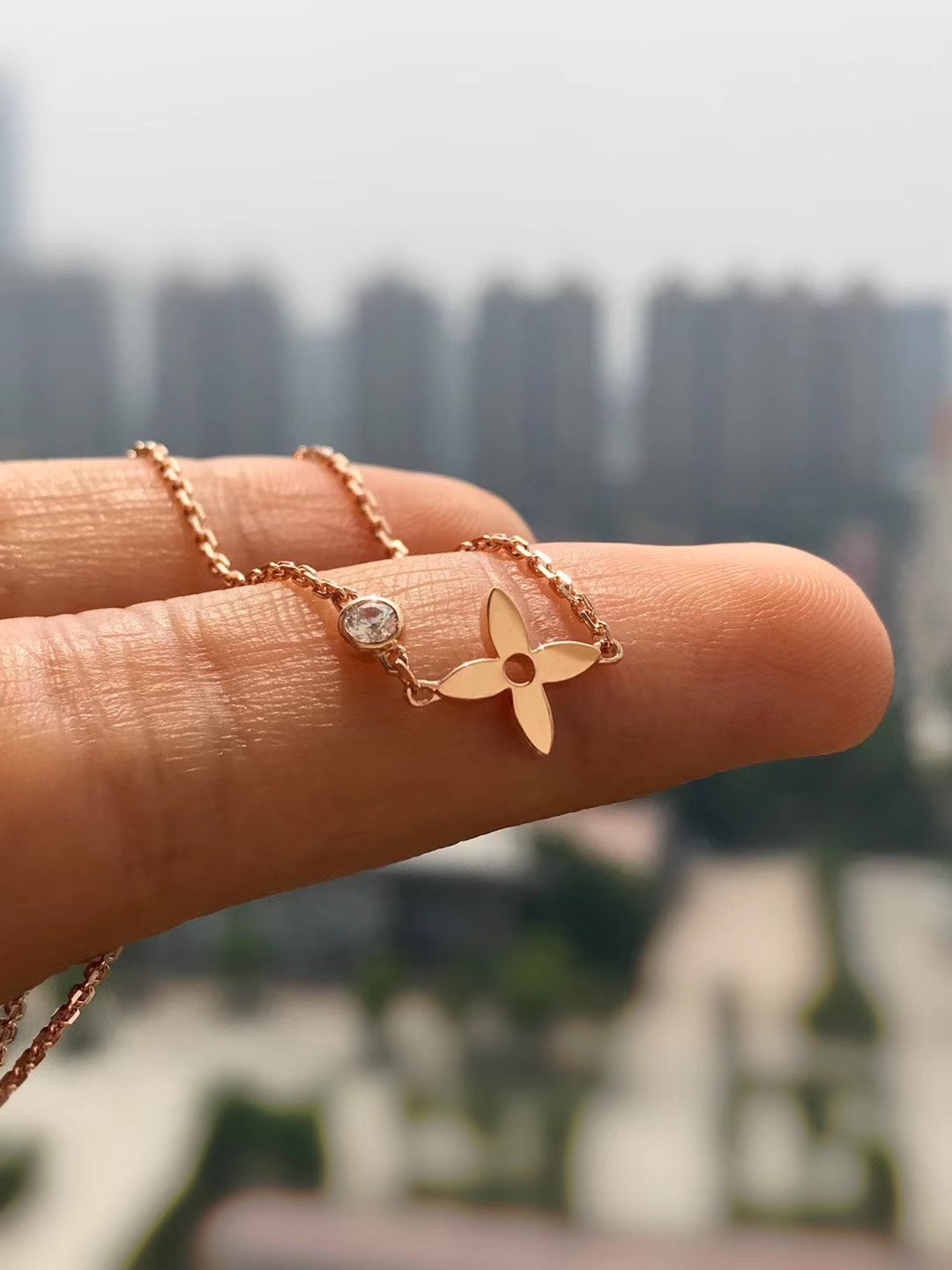 [⭐Mirelle]BLOSSOM PENDANT PINK GOLD AND DIAMOND