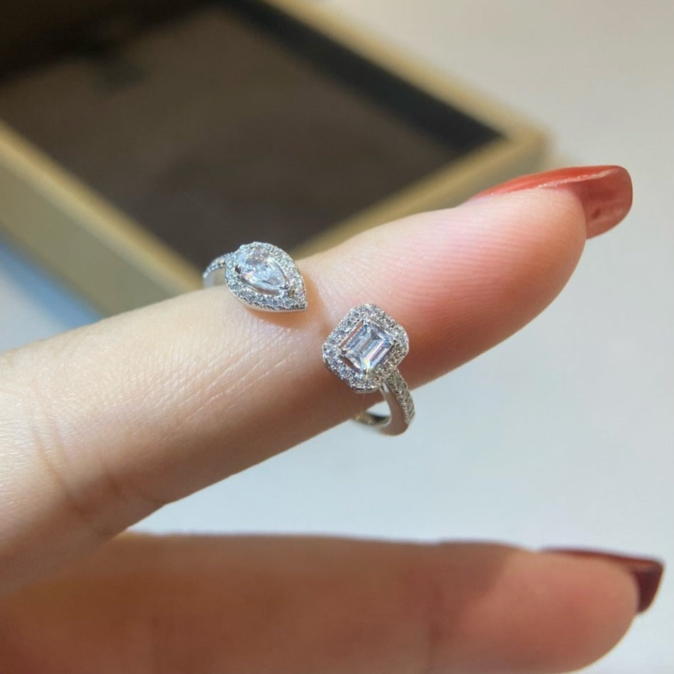 [⭐Mirelle]MY TWIN TOI & MOI SILVER DIAMOND RING