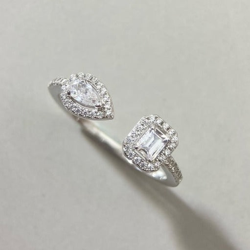 [⭐Mirelle]MY TWIN TOI & MOI SILVER DIAMOND RING