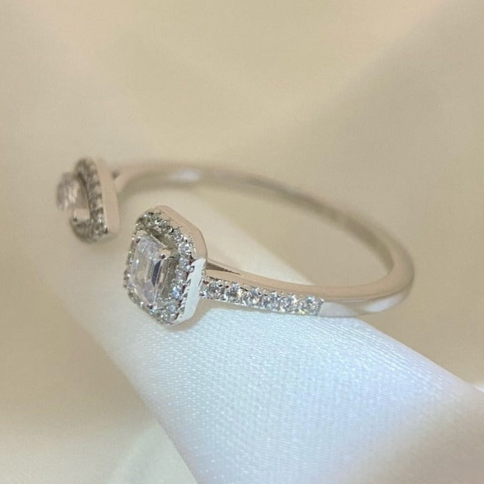 [⭐Mirelle]MY TWIN TOI & MOI SILVER DIAMOND RING