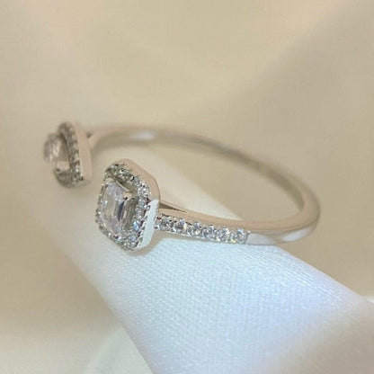 [⭐Mirelle]MY TWIN TOI & MOI SILVER DIAMOND RING
