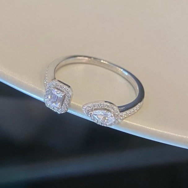 [⭐Mirelle]MY TWIN TOI & MOI SILVER DIAMOND RING