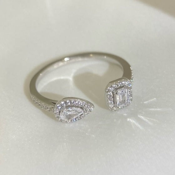 [⭐Mirelle]MY TWIN TOI & MOI SILVER DIAMOND RING