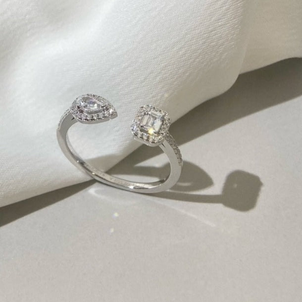 [⭐Mirelle]MY TWIN TOI & MOI SILVER DIAMOND RING