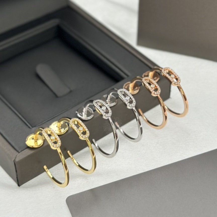 [⭐Mirelle]CREOLES MOVE UNO PM DIAMOND EARRINGS
