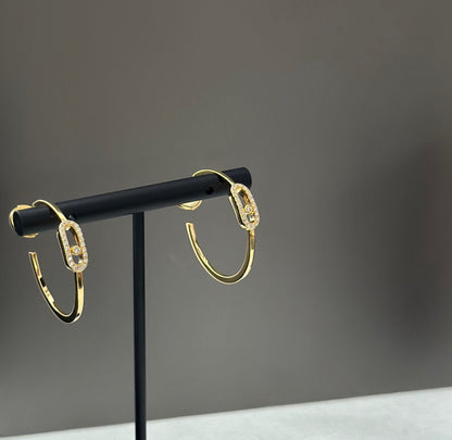 [⭐Mirelle]CREOLES MOVE UNO PM DIAMOND EARRINGS