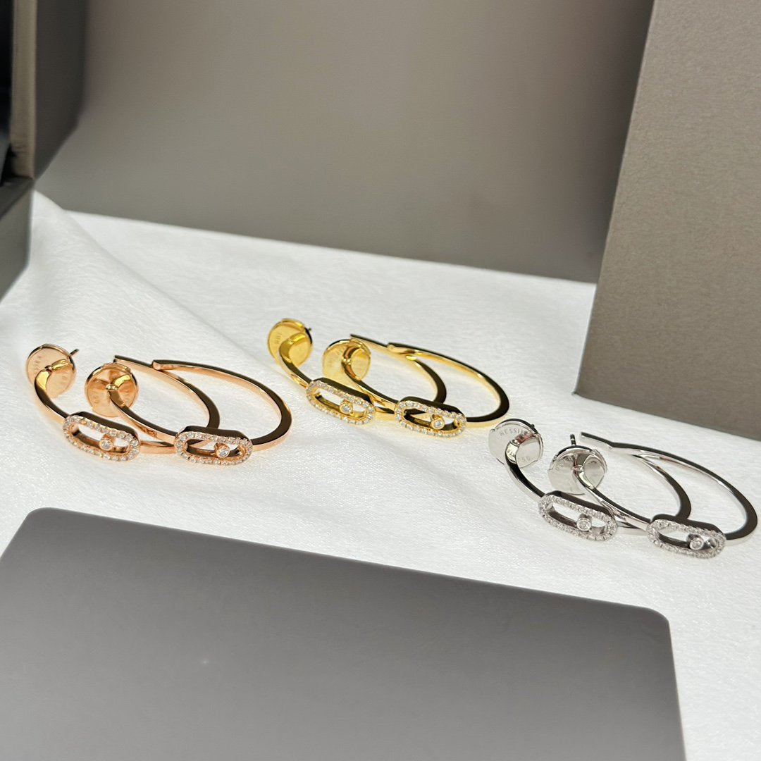 [⭐Mirelle]CREOLES MOVE UNO PM DIAMOND EARRINGS