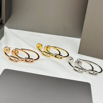 [⭐Mirelle]CREOLES MOVE UNO PM DIAMOND EARRINGS