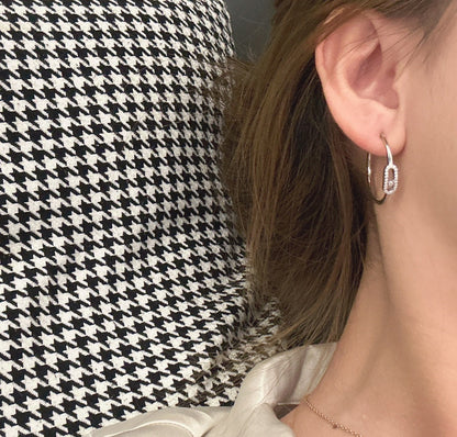 [⭐Mirelle]CREOLES MOVE UNO PM DIAMOND EARRINGS