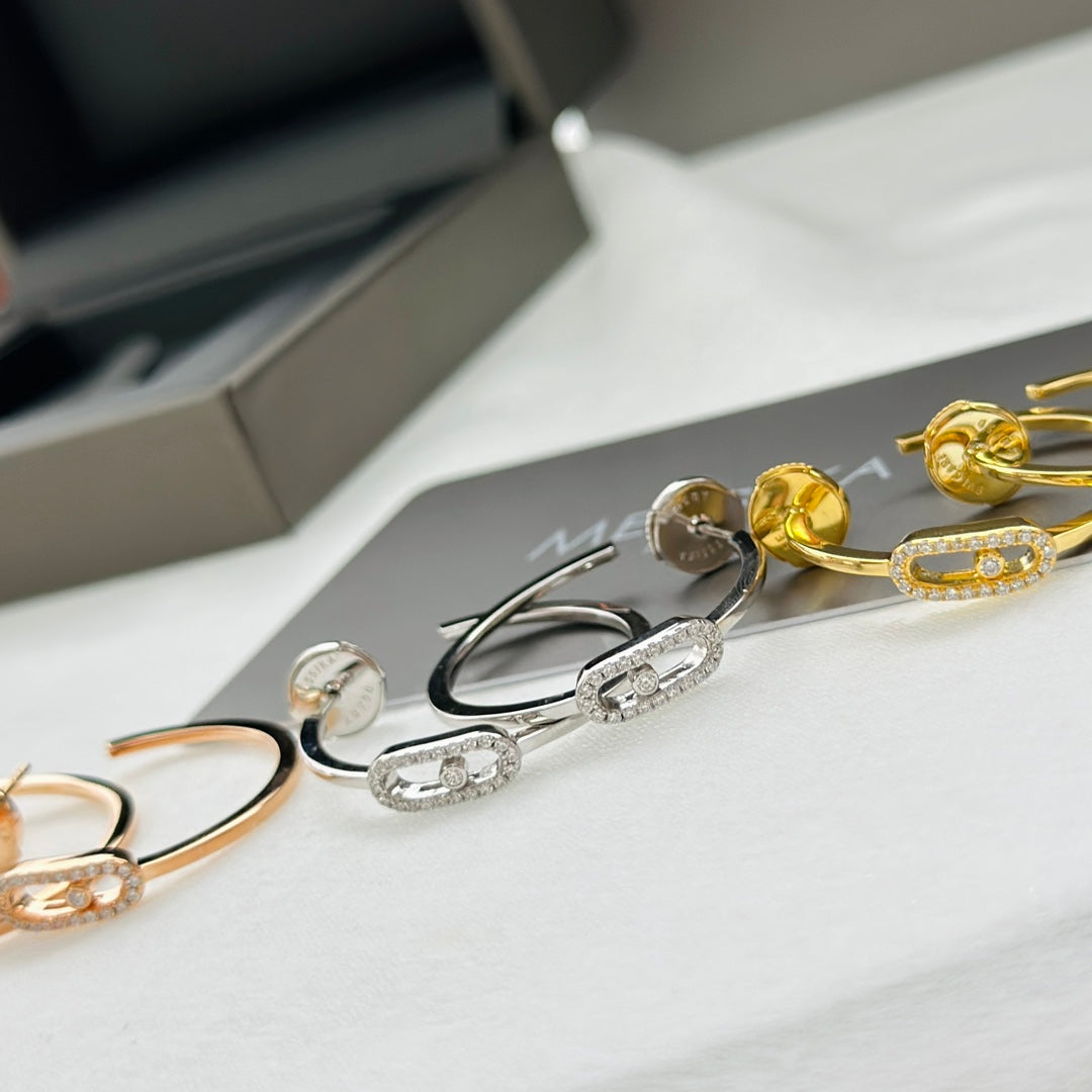 [⭐Mirelle]CREOLES MOVE UNO PM DIAMOND EARRINGS