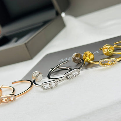 [⭐Mirelle]CREOLES MOVE UNO PM DIAMOND EARRINGS