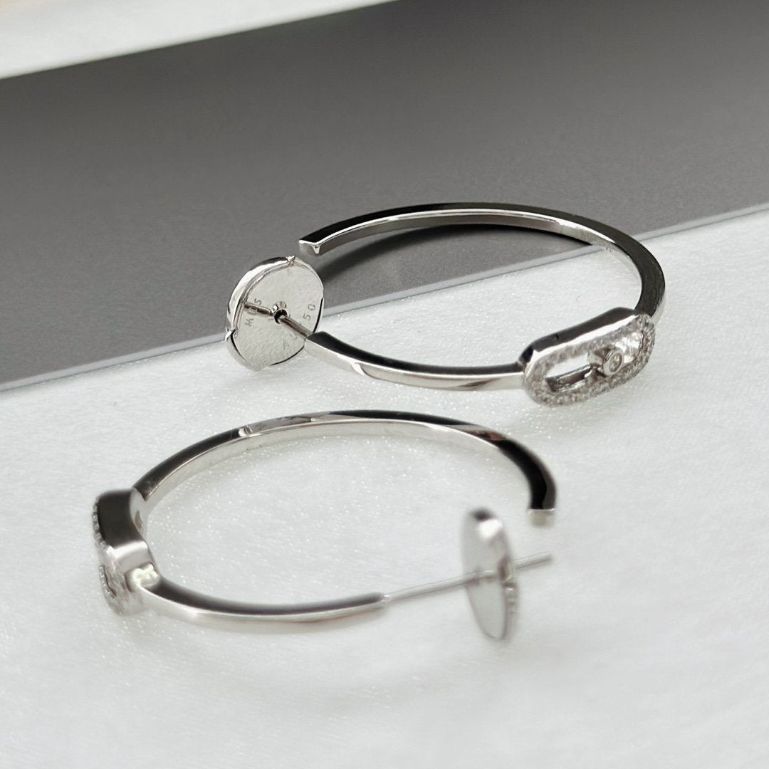 [⭐Mirelle]CREOLES MOVE UNO PM DIAMOND EARRINGS