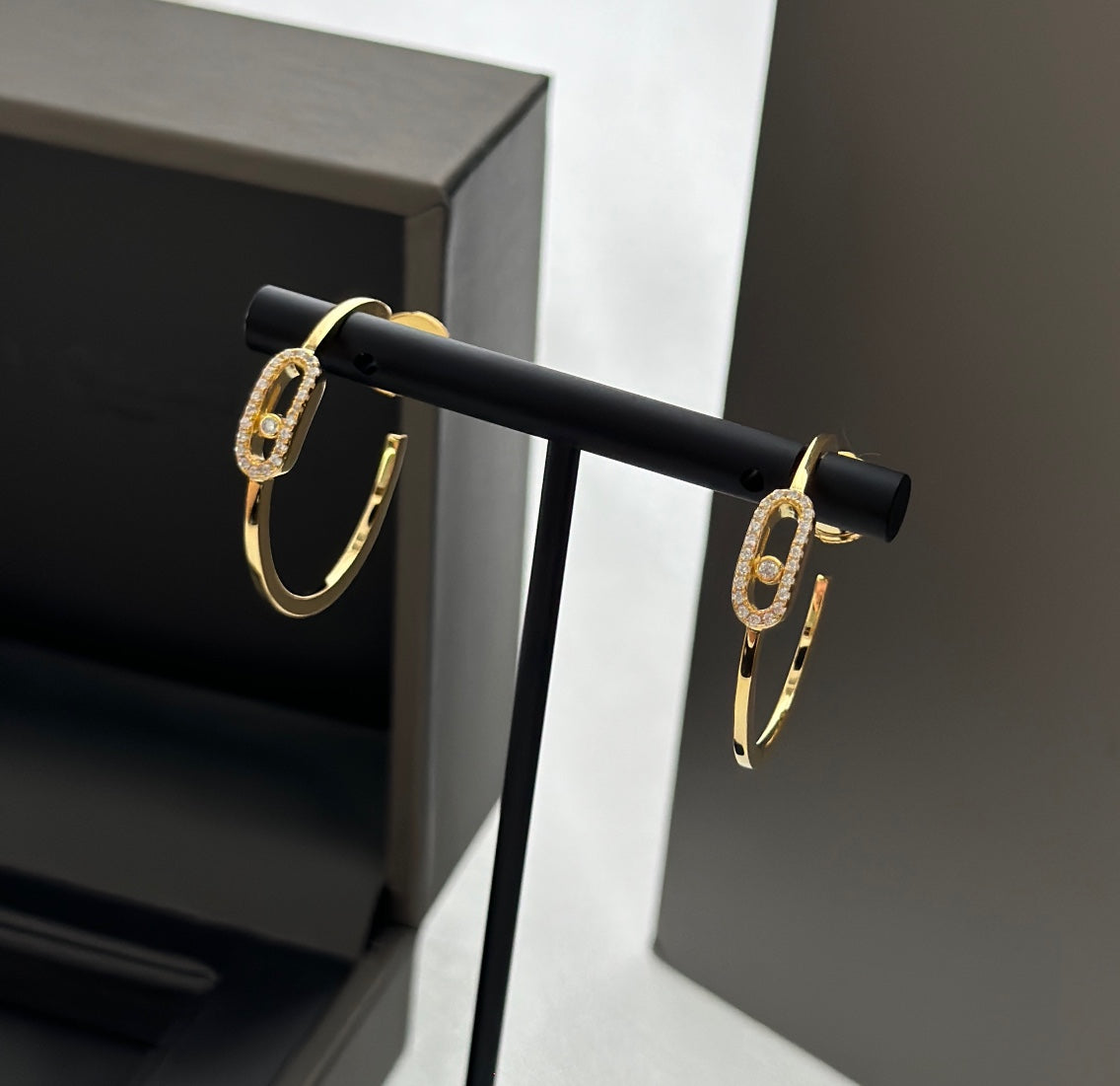 [⭐Mirelle]CREOLES MOVE UNO PM DIAMOND EARRINGS