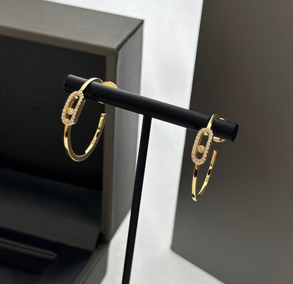 [⭐Mirelle]CREOLES MOVE UNO PM DIAMOND EARRINGS