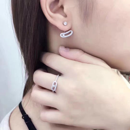 [⭐Mirelle]MOVE UNO SILVER DIAMOND EARRINGS