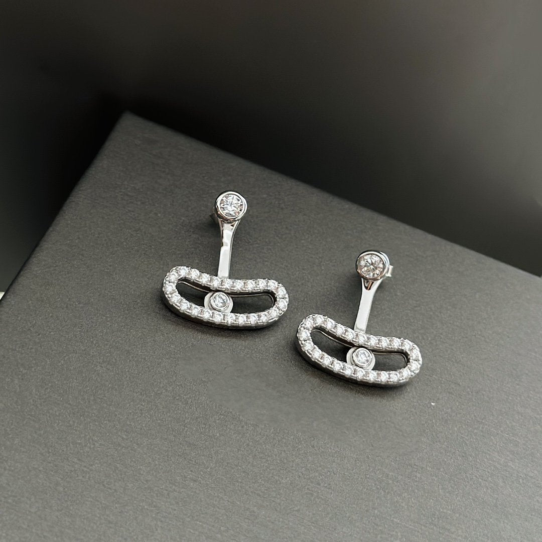 [⭐Mirelle]MOVE UNO SILVER DIAMOND EARRINGS