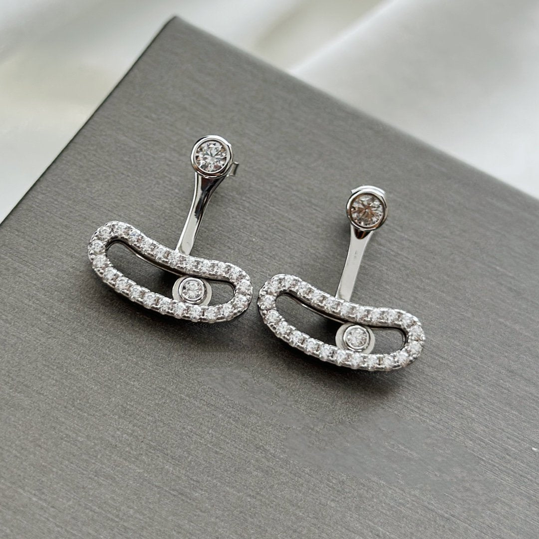 [⭐Mirelle]MOVE UNO SILVER DIAMOND EARRINGS
