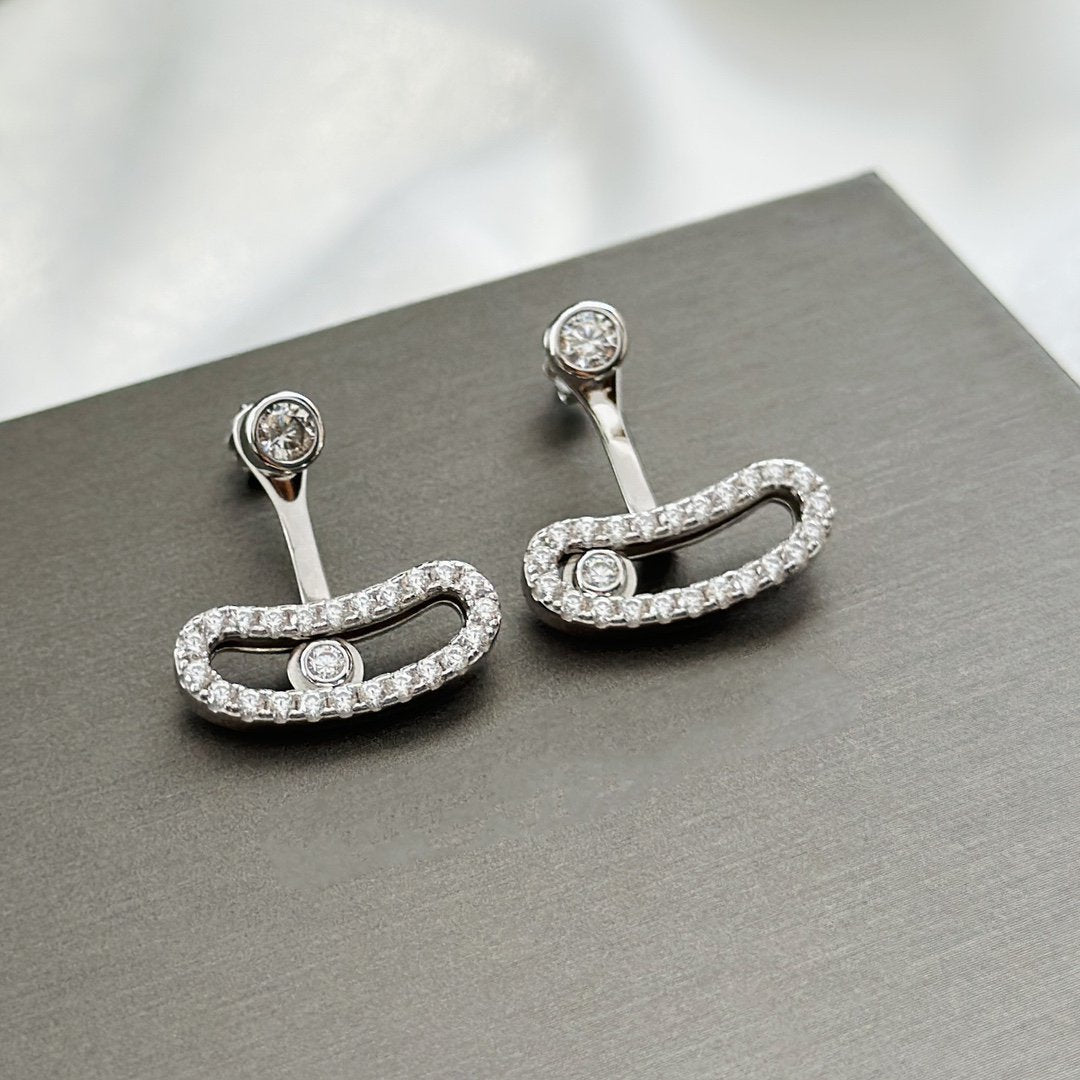 [⭐Mirelle]MOVE UNO SILVER DIAMOND EARRINGS
