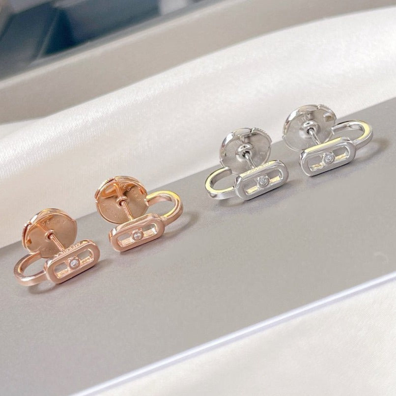 [⭐Mirelle]CREOLES MOVE UNO MINI 1 DIAMOND EARRINGS