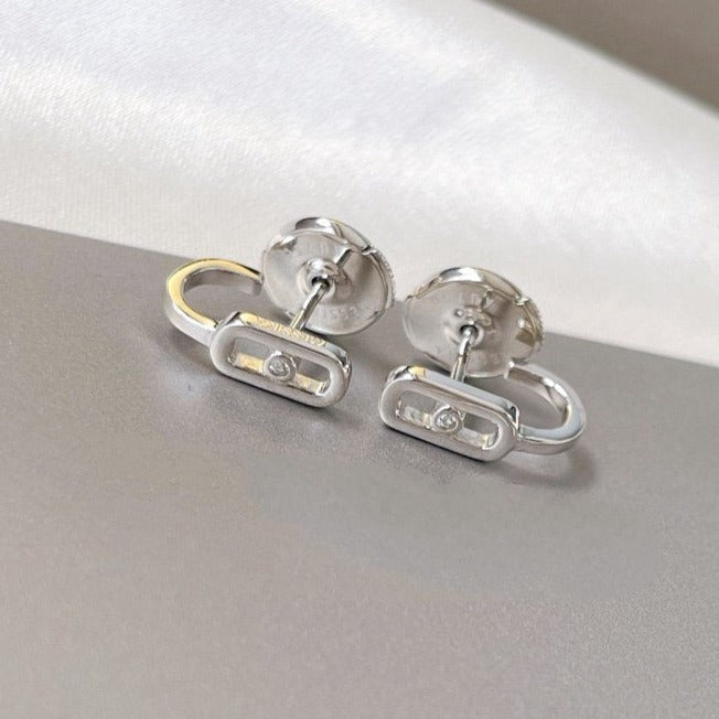 [⭐Mirelle]CREOLES MOVE UNO MINI 1 DIAMOND EARRINGS