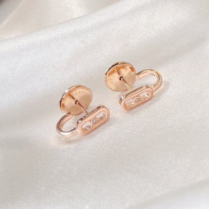 [⭐Mirelle]CREOLES MOVE UNO MINI 1 DIAMOND EARRINGS