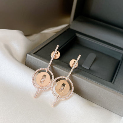 [⭐Mirelle]Demo MOVE ARROW PINK GOLD DIAMOND EARRINGS