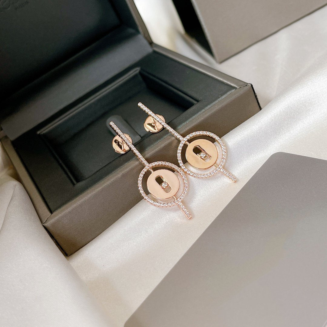 [⭐Mirelle]Demo MOVE ARROW PINK GOLD DIAMOND EARRINGS